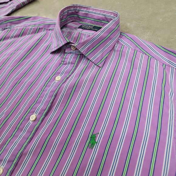 Polo Ralph Lauren Men's Vintage Purple Striped Button Up Shirt size Large - Picture 3 of 9